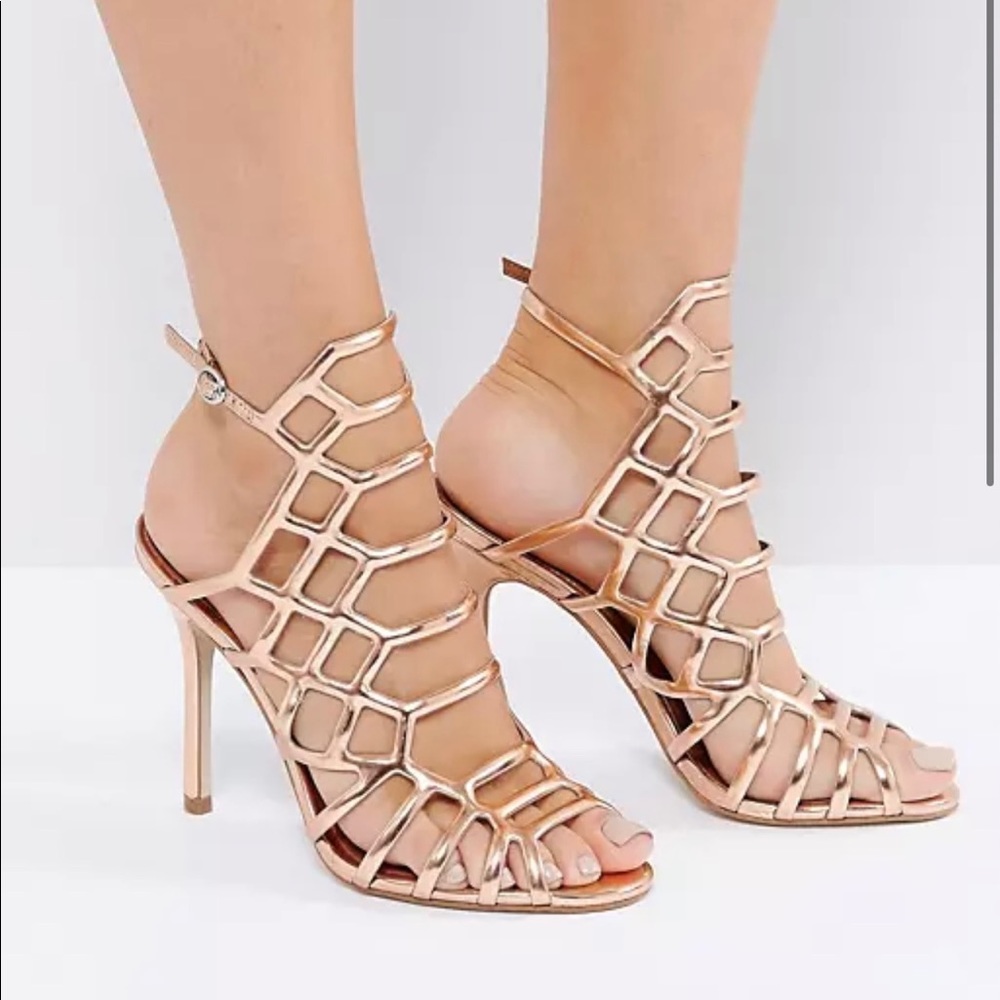 Steve Madden gold cages heels